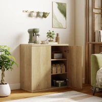 HOMCOM Aparador de salón, mueble de almacenamiento moderno con puertas de cierre suave y estantes ajustables, 78 x 39 x 79 cm, roble(m-6)