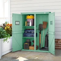 Outsunny Wooden Garden Shed with Two Windows, Tool Storage Cabinet, Outdoor Double Door organiser 127.5L x 50W x 164H cm, Green(m-7)