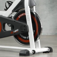 HOMCOM Bicicleta estática com tela LCD Sela ajustável Volante 8 kg Carga 100 kg 103x53x110-114 cm Branco(m-11)