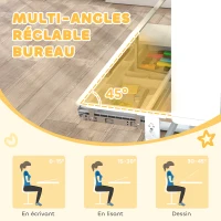 AIYAPLAY Bureau pour enfants, table d'étude réglable en hauteur avec plateau inclinable, 80 x 51 x 108,5-130,5 cm, naturel(m-5)