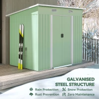 Outsunny 7 x 4ft Outdoor Garden Metal Storage Shed, Tool Storage Box for Backyard, Patio and Lawn, Light Green(m-4)