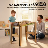 SPORTNOW Matraquilho para Crianças em Madeira com 2 Marcadores 6 Punhos 18 Jogadores 6 Varas e 2 Bolas 75x66x75 cm Madeira(m-9)