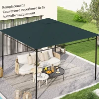 Outsunny Toile de rechange pour pavillon tonnelle tente toit de remplacement gazebo de jardin tissu polyester haute densité 180 g/m² anti-UV 3 x 3 m gris(m-8)