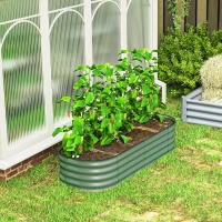 Outsunny Galvanised Raised Garden Bed, Metal Planter Box with Safety Edging, for Flowers, Herbs, Succulents, Green(m-10)