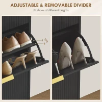 HOMCOM Elegant Three-Drawer Shoe Cabinet - Black(m-6)