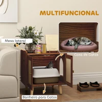 PawHut Móvel Caixa de Areia para Gatos com Tapetes de Sisal Pés de Madeira 55x43x59,6 cm Castanho Rústico(m-4)