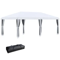 Outsunny Gazebo da Giardino 6x3 m Pieghevole con Zanzariera e Borsa di Trasporto, Crema(m-11)