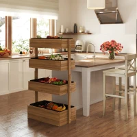 Outsunny Pflanzkasten aus Holz mit 4 Ebenen Erhöhtes Außen-Pflanzgefäß mit Ablauflöchern 80x45x142 cm Orange(m-4)