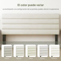 HOMCOM Cabecero de Cama 140 cm Tapizado en Lino Altura Ajustable de 3 Niveles 106/116/126 cm Montado a la Pared Beige(m-7)