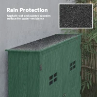 Outsunny Wooden Garden Shed with Two Windows, Tool Storage Cabinet, Outdoor Double Door organiser 127.5L x 50W x 164H cm, Green(m-5)