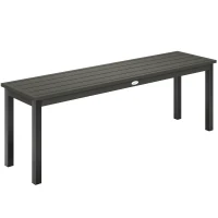 Outsunny 2 Seater Garden Bench, Outdoor Bench Loveseat with Wood-Effect Slatted Seat and Steel Frame for Patio, Park, Grey(m-10)