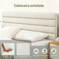 HOMCOM Cabeceira de Cama 140 cm Altura Ajustável em 3 Níveis 106/116/126 cm Estofada em Linho Bege(m-5)