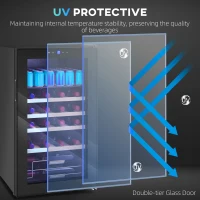 HOMCOM Adega Refrigerada para Vinhos 63L com Prateleiras Ajustáveis para 16 Garrafas e 25 Latas 43x45x74 cm Preto(m-4)