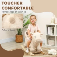 AIYAPLAY Cheval à bascule pour enfants girafe jouet à bascule bébé avec effet sonore, ceinture de sécurité, 68x35x50cm, beige(m-5)
