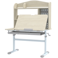 AIYAPLAY Bureau pour enfants, table d'étude réglable en hauteur avec plateau inclinable, 80 x 51 x 108,5-130,5 cm, naturel