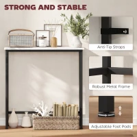 HOMCOM Konsolentisch Flurtisch mit verstellbar Fußpads, Kippschutz 75 x 24 x 76 cm für Kleinen Raum Schwarz(m-5)