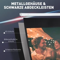 Ekran projektora HOMCOM 247 x 168 cm, 100 cali, 16:9 HD 4K, elektryczny z pilotem, do montażu na ścianie i suficie, dla kina domowego, biura(m-9)