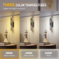 HOMCOM Zestaw 2 Lamp Ściennych, Wewnętrzne Lampy Ścienne LED z Regulacją, Design Siatki, 3 Kolory Światła, Lampka Nocna, Lampka do Korytarza dla Salonu, Sypialni, Metal, Czarny(m-4)