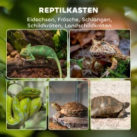 PawHut Terrarium dla gadów z funkcją zabezpieczenia przed ucieczką, Wentylacja, 120L Terrarium szklane z zarządzaniem kablami, dla amfibii pająka, Metal, Czarny, 45 x 45 x 60 cm(m-4)