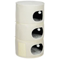 PawHut 4 Level Cat Barrel, Separation Design Cat Tower with Four Cushions, Sisal Scratching Mat, Three Toy Balls, Cat Cave & Cat Hideaway for Large Adult Cats, Coffee Brown(m-1)