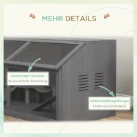 PawHut Klatka dla chomików z drewna, 100cm Domek dla gryzoni, Klatka dla małych zwierząt z mostkiem wiszącym, drabinkami, otwieranym dachem, domkiem, Ciemnoszary(m-6)