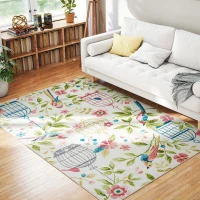 Dywan HOMCOM, maszynowo pralny, antypoślizgowy do salonu i sypialni, 200 x 140 cm, Kremowy+Różowy(m-7)