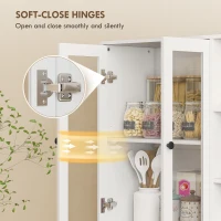 HOMCOM Szafka kuchenna z 4 drzwiami z funkcją Soft-Close, 6 otwartymi półkami, Nowoczesna szafka wysoka z regulowanymi półkami, Szafka wielofunkcyjna, 90 x 35 x 172 cm, Biała(m-6)