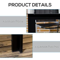 Stół ogrodowy dla 6 osób, aluminiowy, czarny 150x90 cm(m-5)