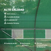 Outsunny Invernadero de Exterior Invernadero de Túnel 8x3x2 m Invernadero de Jardín con 12 Ventanas y Puerta Enrollable para Cultivo Plantas Tomates Verduras Acero y PE 140 g/m² Verde(m-4)