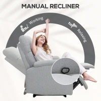 Fotel relaksacyjny z funkcją leżenia, styl lniany, szary(m-4)