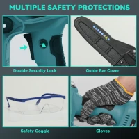 Outsunny 8 Inch 2-in-1 Electric Chainsaw with Telescopic Pole, Cordless Chain Saw with Brushless Motor, 2 Batteries and Safety Lock, Handheld Portable Wood Pruning Saw for Trimming Cutting, Blue(m-7)