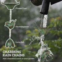 Zestaw 3 metalowych łańcuchów deszczowych 123 cm z ptakami(m-4)