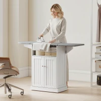 HOMCOM Bügelschrank auf Rollen, Bügeltisch mit klappbarer Bügelfläche, 131 x 37 x 89,5 cm, weiß(m-4)