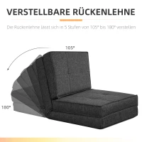 HOMCOM opvouwbare vloerbank, fauteuilbed, vloerstoel, 5-traps verstelbaar, opklapbare fauteuil, slaapbank, slaapbank, eenpersoonsslaapbank, donkerblauw, 61 x 73 x 58 cm(m-4)