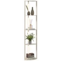 HOMCOM Lampa podłogowa LED z 4 półkami, regulowana, 3 kolory światła, 24 W, z włącznikiem nożnym, do salonu, sypialni, dąb(m-10)