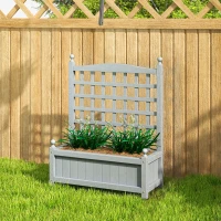 Outsunny Garden Planters with Trellis for Climbing Vines, Wood Raised Beds for Garden, Flower Pot, Indoor Outdoor, Grey(m-7)