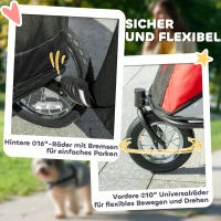 Wózek dla psa PawHut, składany, do 30 kg, czerwony(m-5)