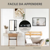 HOMCOM Specchio da Parete Rettangolare con Ganci, in Vetro e MDF, 40x60 cm, Nero(m-5)