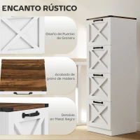 HOMCOM Cajonera Escritorio con 4 Cajones Soporte para Impresora con Riel Colgante para A4 y Carta 40x40x131 cm Blanco(m-4)
