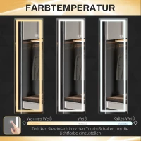 HOMCOM Lustro całego ciała z LED, z regulacją, dotykowym sensorem, funkcją pamięci, srebrne, 40x120 cm(m-6)