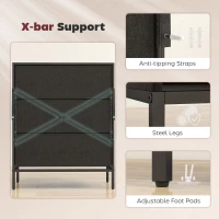 HOMCOM Chest of Drawers, Dresser with 3 Fabric Drawers and Aluminium Handles - Black(m-7)