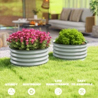 Outsunny Set of 2 Raised Garden Bed, Metal Planter Box with Safety Edging, Easy-to-assemble Stock Tank, Green(m-7)