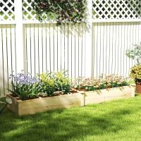 Outsunny Podwyższone Grządki z Drewna, Duża Skrzynka do Sadzenia z 2 Przegrodami, Skrzynka na Kwiaty, Grządki na Zioła i Warzywa do Ogrodu, Balkonu, Naturalna, 237 x 60 x 25cm(m-7)
