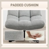 HOMCOM Fotel Obrotowy Lounge z Szerokim Siedziskiem, Tapicerowany Fotel Relaksacyjny w Wodoodpornej Optyce Chenille, Stalowe Nogi Krzyżowe, Nowoczesny Fotel do Salonu, Sypialni, Jasnoszary(m-5)