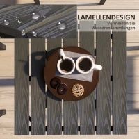 Stół ogrodowy Outsunny, stół jadalny dla 4 osób, kwadratowy stół balkonowy z drewnianym wykończeniem na taras, aluminiowy, szary, 70 x 70 x 76 cm(m-5)