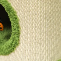 PawHut 76cm Cat Barrel Tower, 3 Story Cat Condo with Sisal Scratching Pad, Toy Ladybugs, Barrel Shaped Cat House Covered in Soft Plush, Green(m-8)