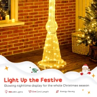 Outsunny LED Słup Latarniowy 215 cm Dekoracja Świąteczna z Ciepłobiałym Światłem, Stalowa Rama i Pasy Świąteczne, Dekoracja Bożonarodzeniowa, Oświetlenie Świąteczne na zewnątrz IP44(m-5)