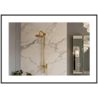 HOMCOM Oglinda LED pentru Baie cu 3 Temperaturi și Lumină cu Intensitate Reglabilă, 70x3x50 cm, Negru(m-10)