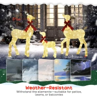 Outsunny LED Rodzina Reniferów na Święta z 242 RGB i ciepłymi białymi LEDami, Oświetlenie Świąteczne, Dekoracja Świąteczna, Figurka na Zewnątrz i Wewnątrz(m-6)