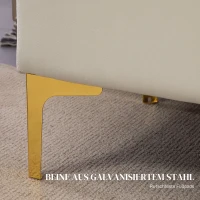 HOMCOM Ławka z przestrzenią do przechowywania, obita aksamitem, z metalowymi nogami, do salonu, sypialni, przedpokoju, 120 x 44 x 44,5 cm, Kolor beżowy(m-7)